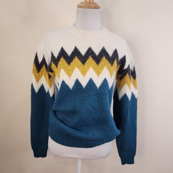American Eagle Outfitters Sweaters - American Eagle Women's Teal Chevron Pattern Wool Blend Sweater Size XS